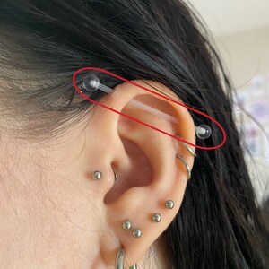 Invisible Clear Plastic Industrial Barbell Piercing. Industrial Ear ...