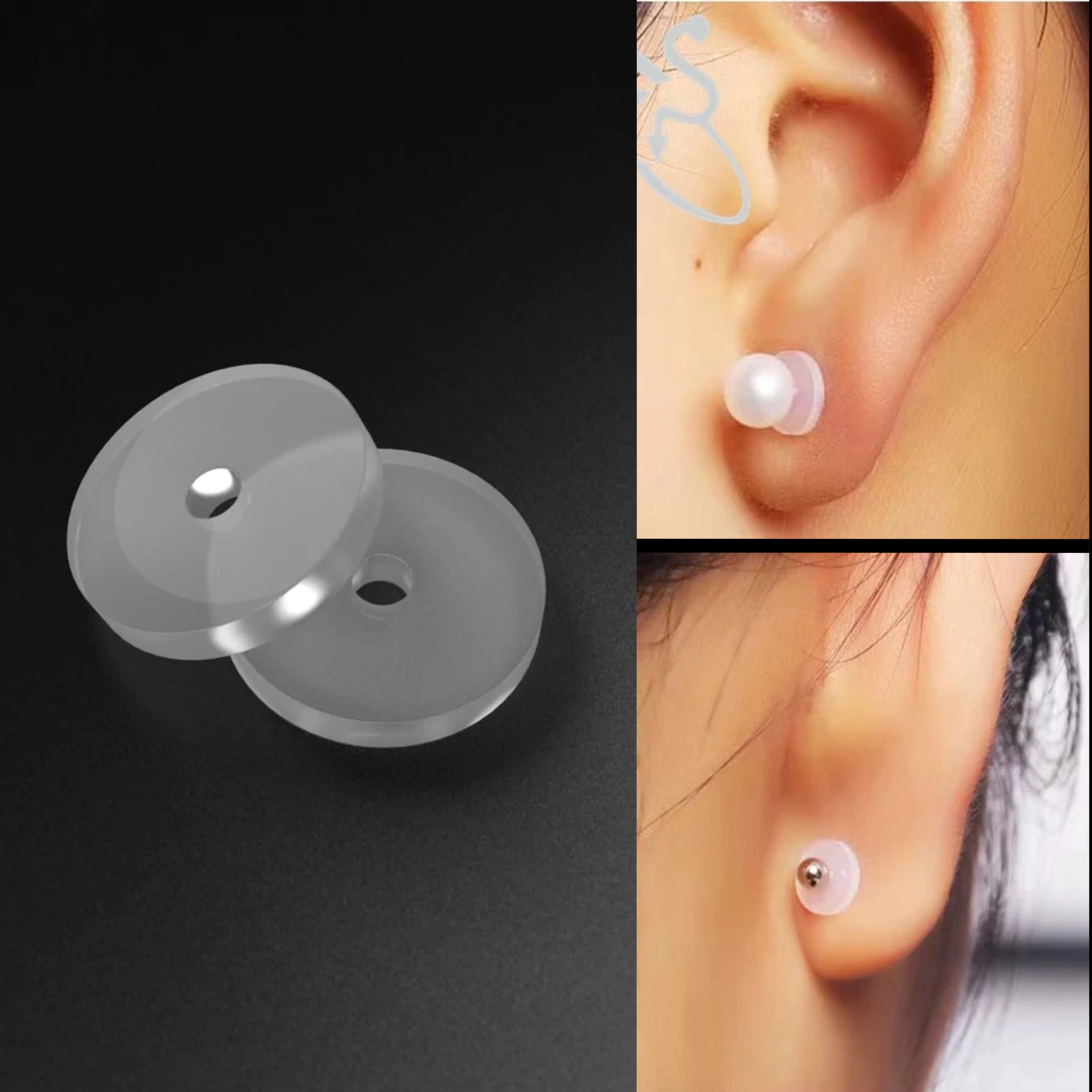 2PCS Stainles Steel Earring Ear Piercing Helix Earring on The Cartilage  Double Chain Star Cross Heart Lobe Piercing Ear Stud