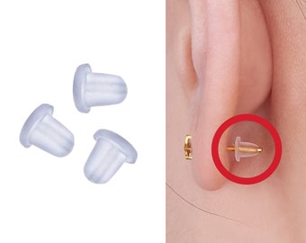 Clear Soft Plastic Silicone Rubber Earring Backs. Replacement Invisible Butterfly Earring Nuts Stoppers.