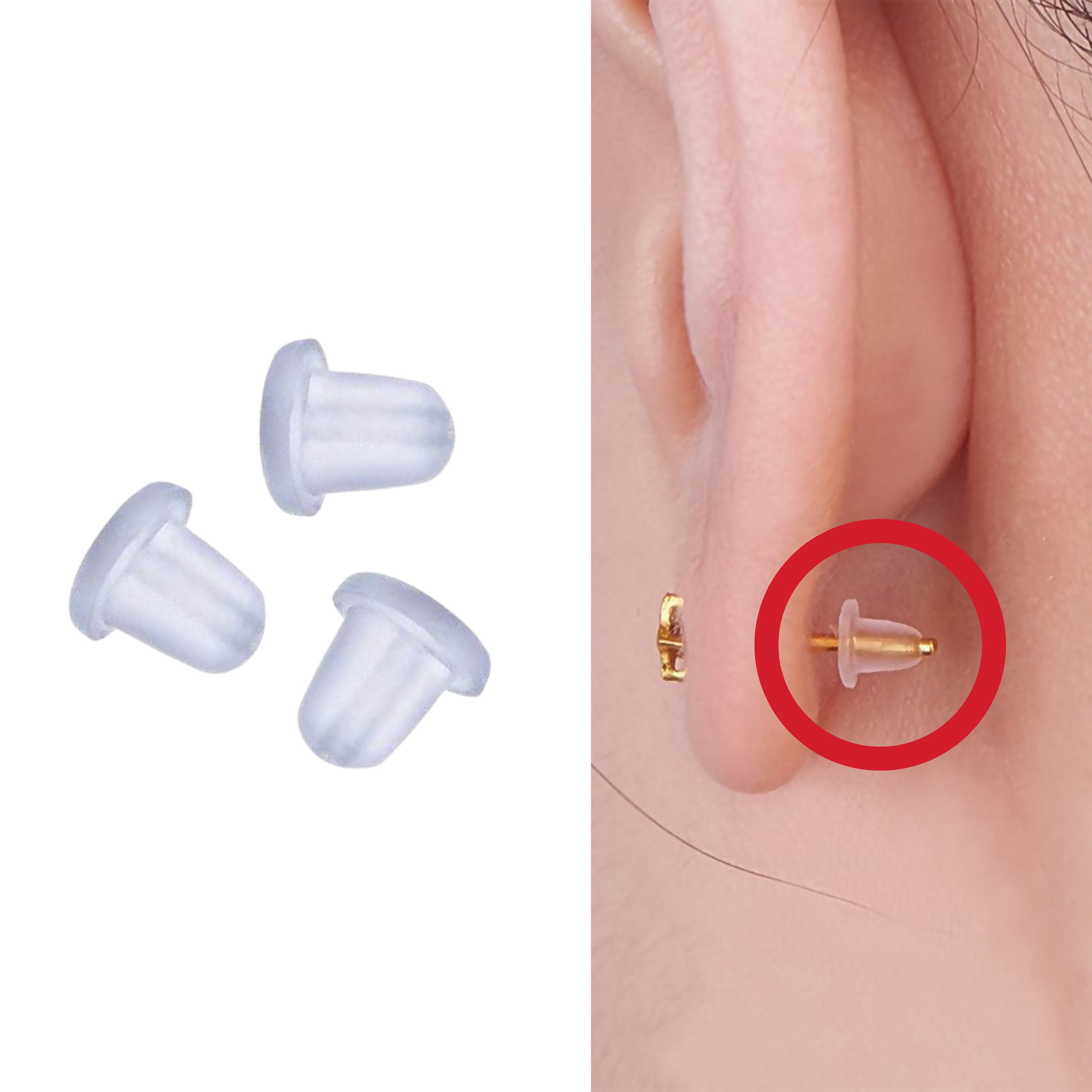 X1000 Plastic Silicone Clasp Ear Tips 4x4mm Silicone Earring Backs, Ear  Hook Stopper 