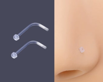 Invisible Clear Nose Stud. See Through Nose Stud. Transparent Plastic Piercing. For School, Work, X-Rays, Scans.