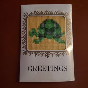 Dritz Needlepoint Sampler Greeting Card &quot;Turtle&quot; Kit, 3x3 window, Unopened