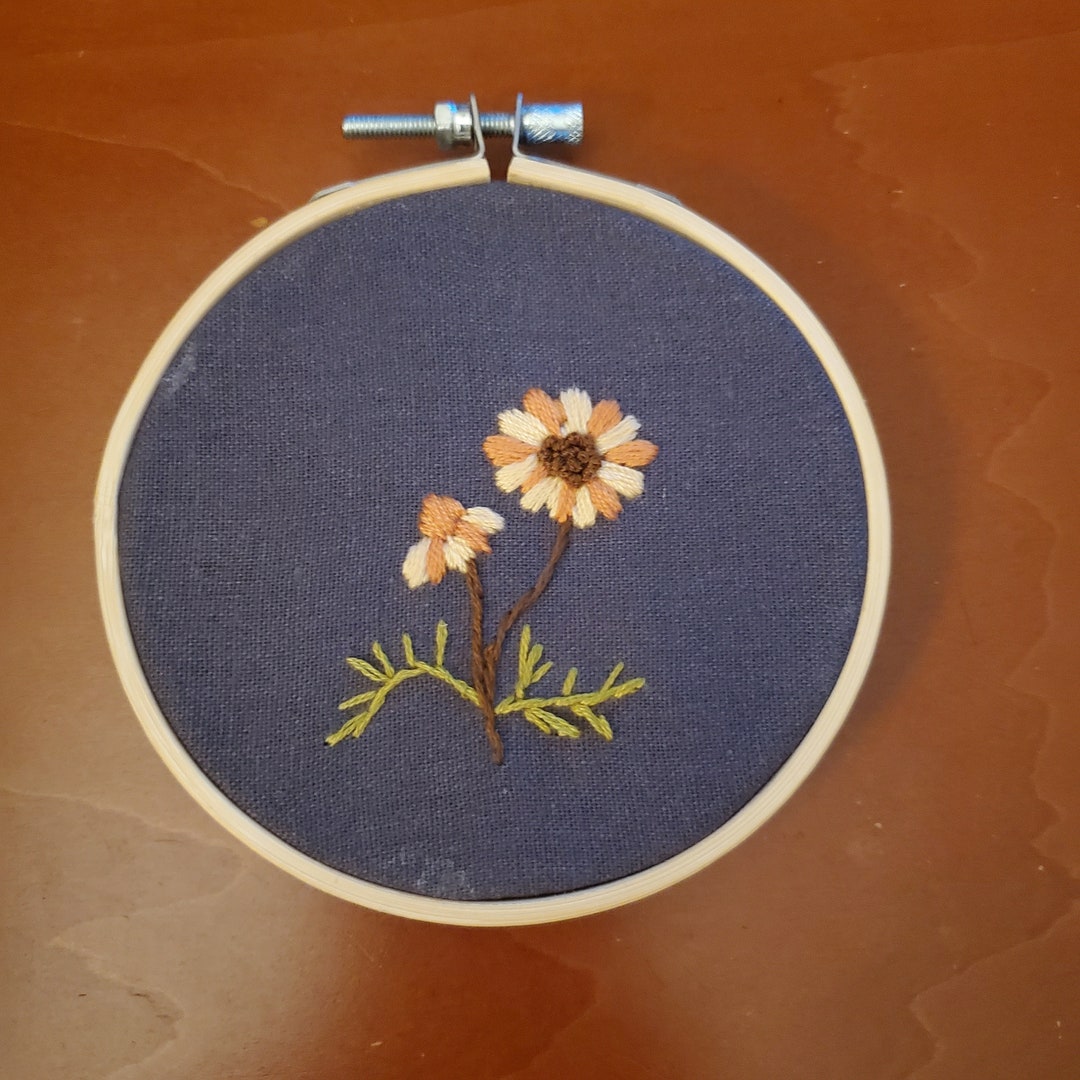 Small Floral Embroidery Art, Finished Flowers Hoop Wall Hanging, Hand ...