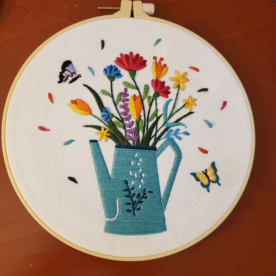 Unique Gift Embroidery Art, Finished Flowers Hoop Wall Hanging, Hand ...