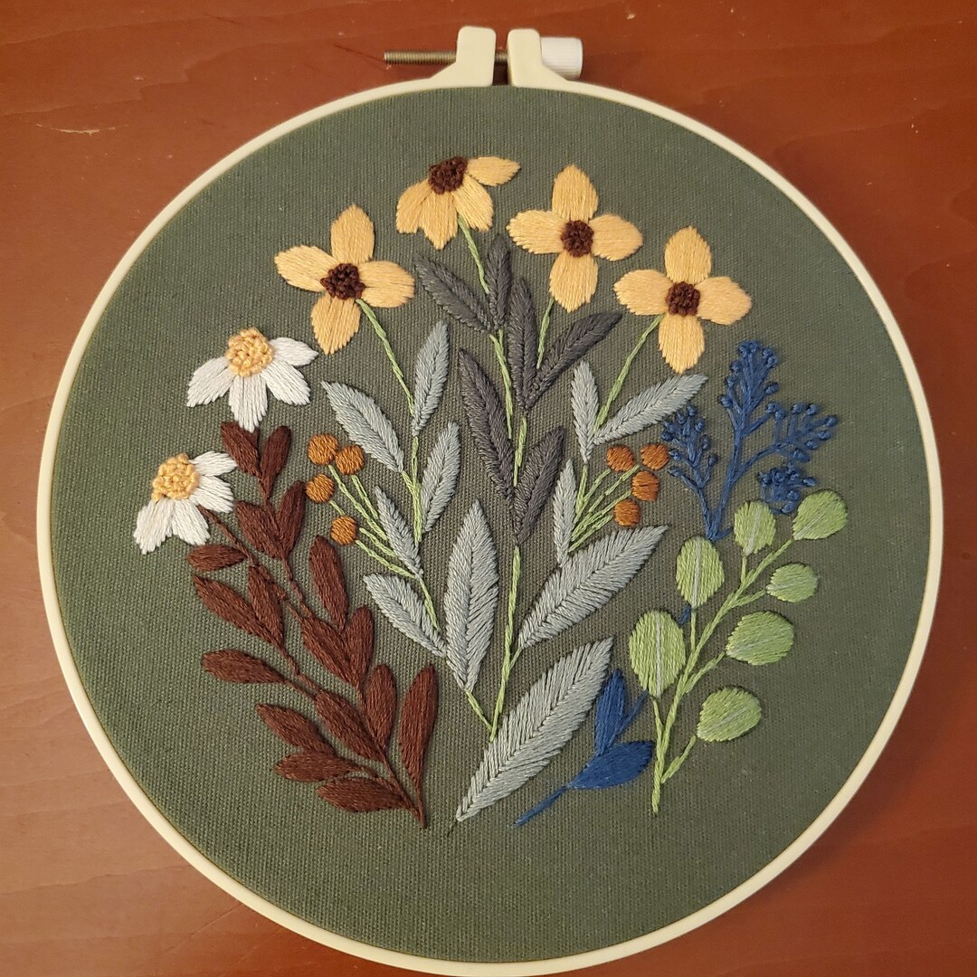 Unique Gift Embroidery Art, Finished Wild Flowers Hoop Wall Hanging ...