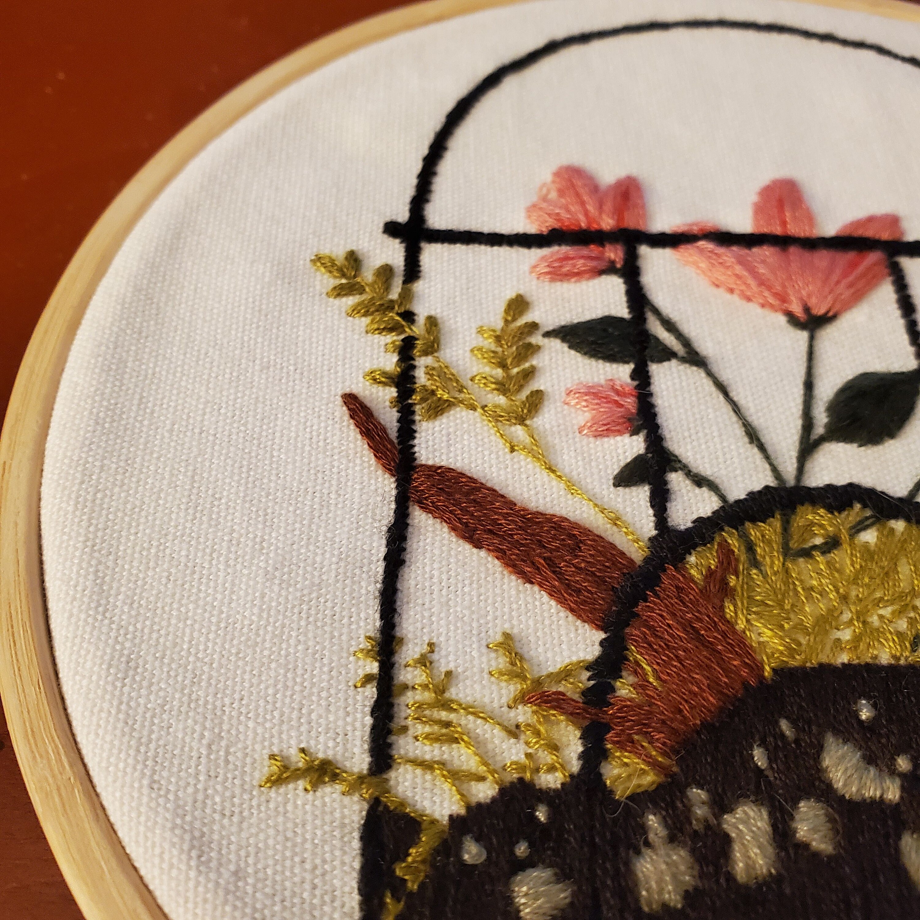 Floral Embroidery Art, Finished Flower Terrarium Hoop Wall Hanging ...