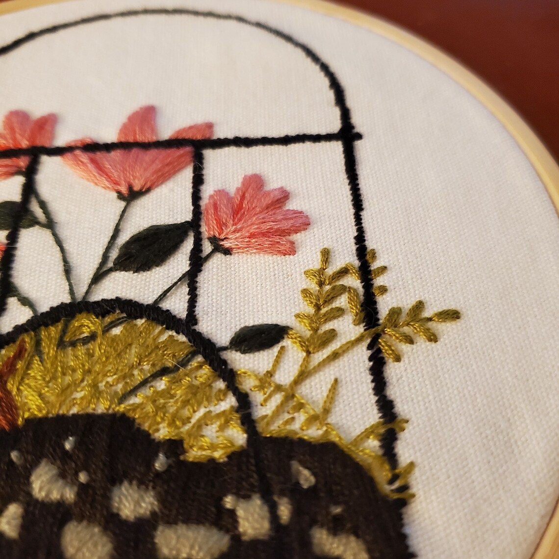 Floral Embroidery Art, Finished Flower Terrarium Hoop Wall Hanging ...