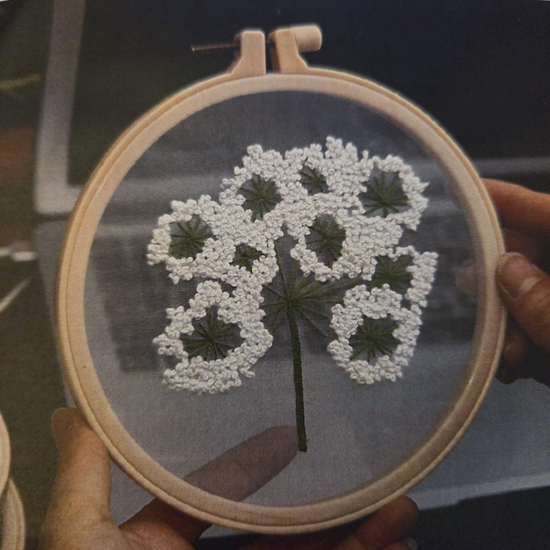 DIY Mesh Embroidery Kit, White Flowers Embroidery Stitch Kit, Hobbyist ...