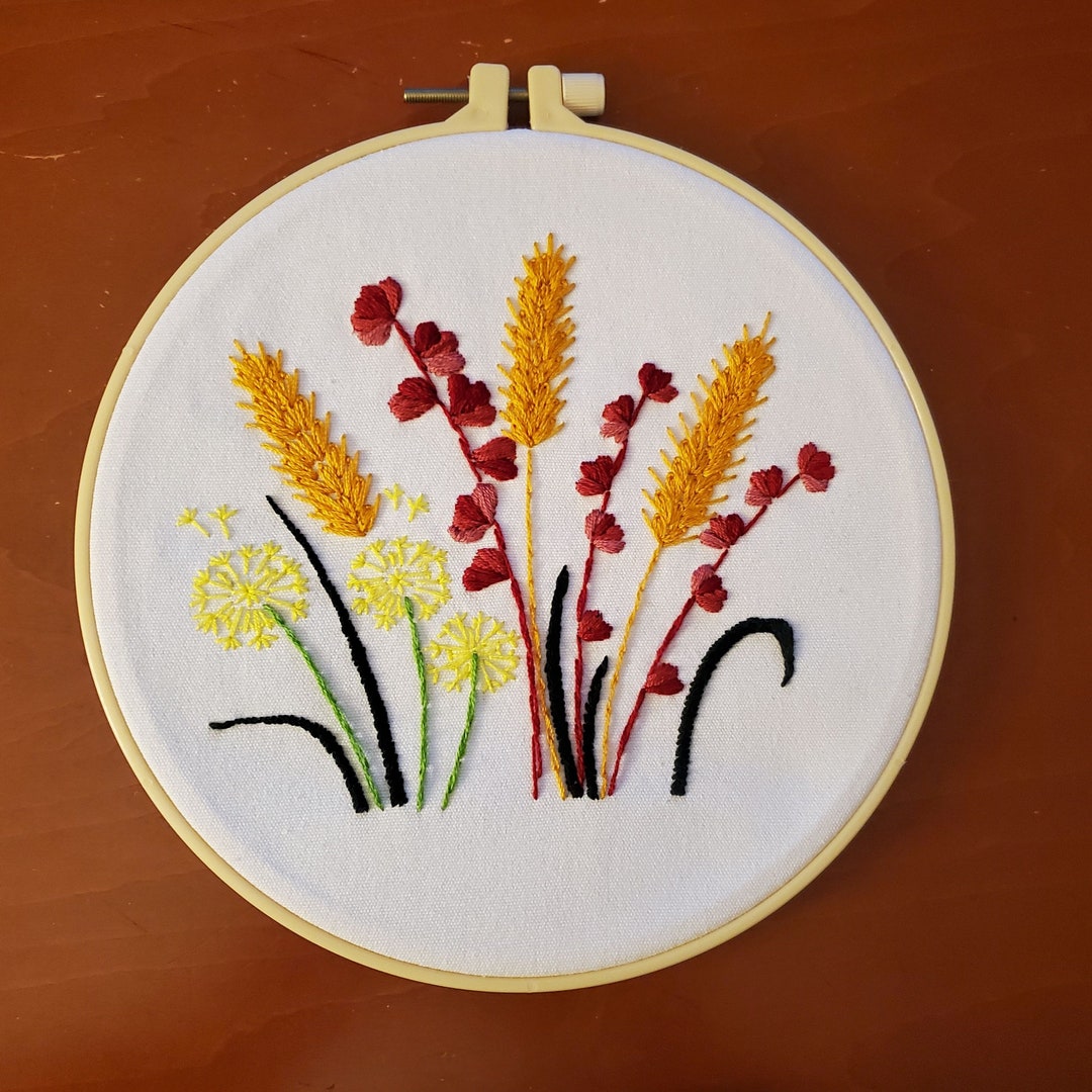 Floral Embroidery Art, Finished Assorted Flowers Hoop Wall Hanging ...