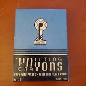 Vintage Payons Painting Crayons No. 341, 8 Colors, Old Faithful Tuned Palet Color Products, Original Box, Draw and Paint, Used, Artist Gift
