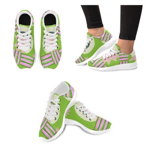 Colorful Womens Shoes, Pink and Green Shoes, Pink, Low Top Shoes, Gift For Women