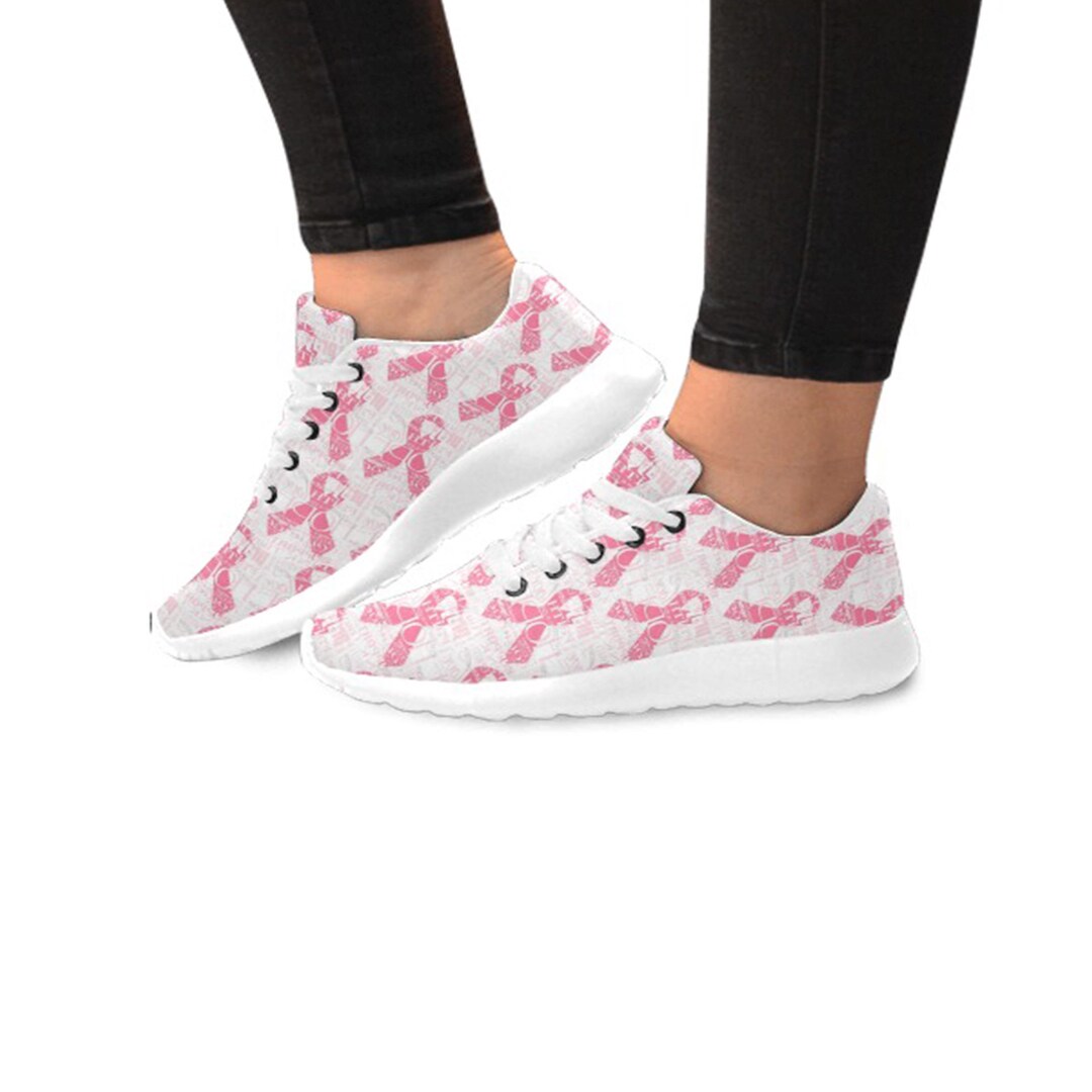 Pink Ribbons Breast Cancer Women’s Athletic Shoes, Breast Cancer Awareness  Sneakers, Survivor Gifts, Breast Cancer Remembrance Women Shoes