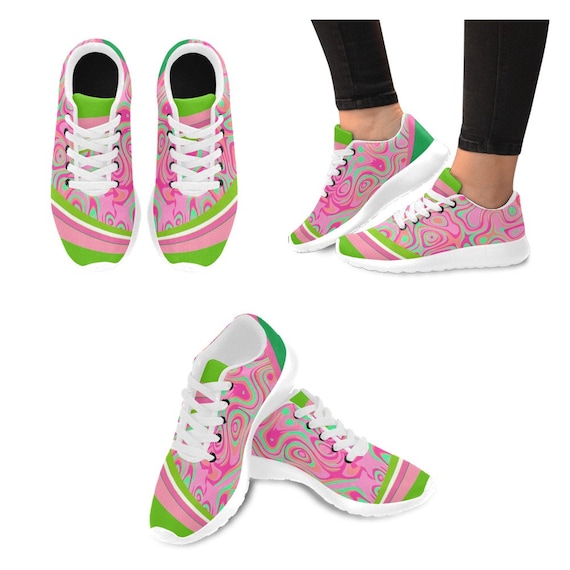 Green and pink sneakers store