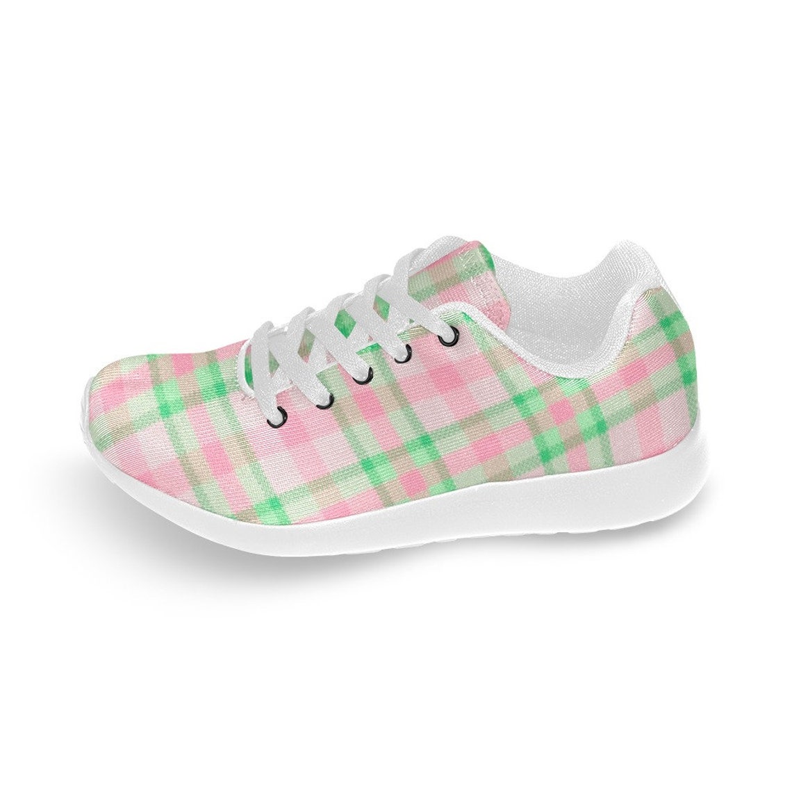 Pink and Green Pattern Low Top Canvas Shoes Running | Etsy