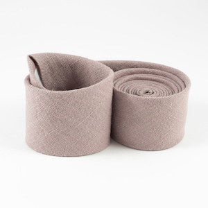 Dark Dusty Mauve Linen Necktie: Handmade Wedding Groomsmen Tie