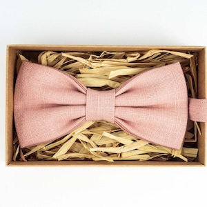 Dusty Pink Linen Bow Tie: Handmade Men&#39;s Accessory