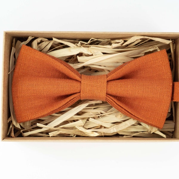 Burnt orange wedding bow tie / Groomsmen gift idea / Baby bow tie