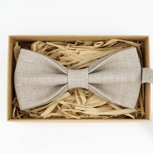Natural Linen Bow Tie: Handmade Men&#39;s Accessory