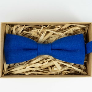 Royal blue color bow tie / linen bow tie / mens bow ties / Anniversary gift / Baby boys bow tie