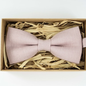 Light Dusty Rose Linen Bow Tie: Handmade Wedding Groomsmen