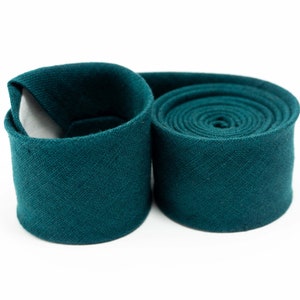 Teal Green Linen Necktie: Handmade Groomsmen Tie