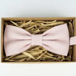 Handmade Light Dusty Rose Linen Bow Tie: Wedding Groomsmen