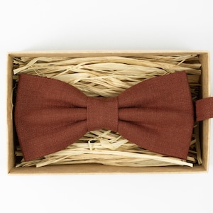 Rust color linen bow ties for men / Boys bow tie / wedding bow tie / groomsmen bow tie