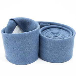 Blue Linen Necktie | Men&#39;s Wedding Necktie | Skinny Tie