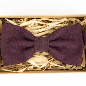 Pajarita de boda color berenjena para hombre: elegante regalo de aniversario para su marido
