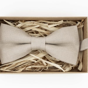 Beige color bow tie / Wedding bow tie / Fathers day gift / Linen