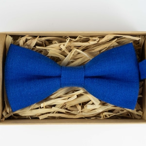 Royal Blue Linen Bow Tie | Classic Wedding Ties for Groomsmen & Groom