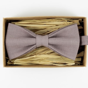 Dusty Mauve Linen Bow Tie: Handmade Groomsmen Gift
