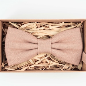 Taupe Linen Bow Tie: Men&#39;s Wedding Pre-Tied Bowtie