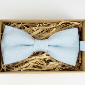 Ice Blue Linen Bow Tie: Handmade Pre-Tied Men&#39;s Formal Wear