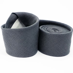 Dark Gray Linen Necktie: Handmade Wedding Tie, Gift Boxed