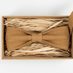 Camel color pre-tied bow ties for men / Anniversary gift for men / Groomsmen ties for desert wedding