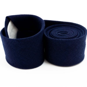 Dark Blue Linen Necktie: Handmade Wedding Tie for Men