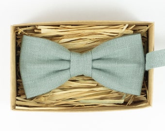 Dusty sage green bow tie / Boys bow tie / Light sage wedding bow tie / groomsmen bow tie