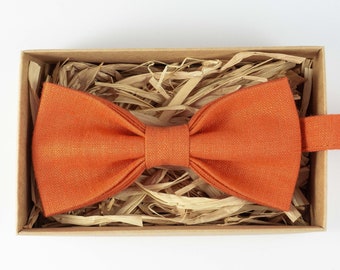 Orange mens pre tied bow ties / mens slim ties / mens wedding bow ties