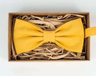 Yellow bow tie / Wedding bow tie / Boys bow tie / Handkerchief