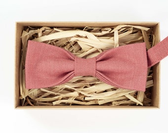 Fluga i linne i dusty rose: Handknuten herrkollektion