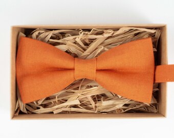 Orange Linen Bow Tie: Eco Friendly Kids & Adults Bowtie