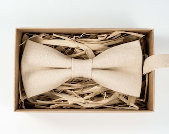 Sand bow tie for groom / wedding ties and pocket squares / mens neckties