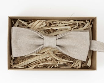 Beige color pre-tied mens bow tie / Wedding bow tie / Boys bow tie / Gift for men