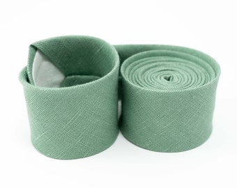 Sage Green Linen Skinny Tie: Handmade Wedding Necktie