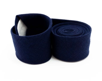 Dark Blue Linen Necktie: Handmade Wedding Tie for Men