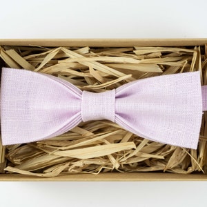 Pale Pink Linen Bow Tie: Handmade Wedding Bowtie