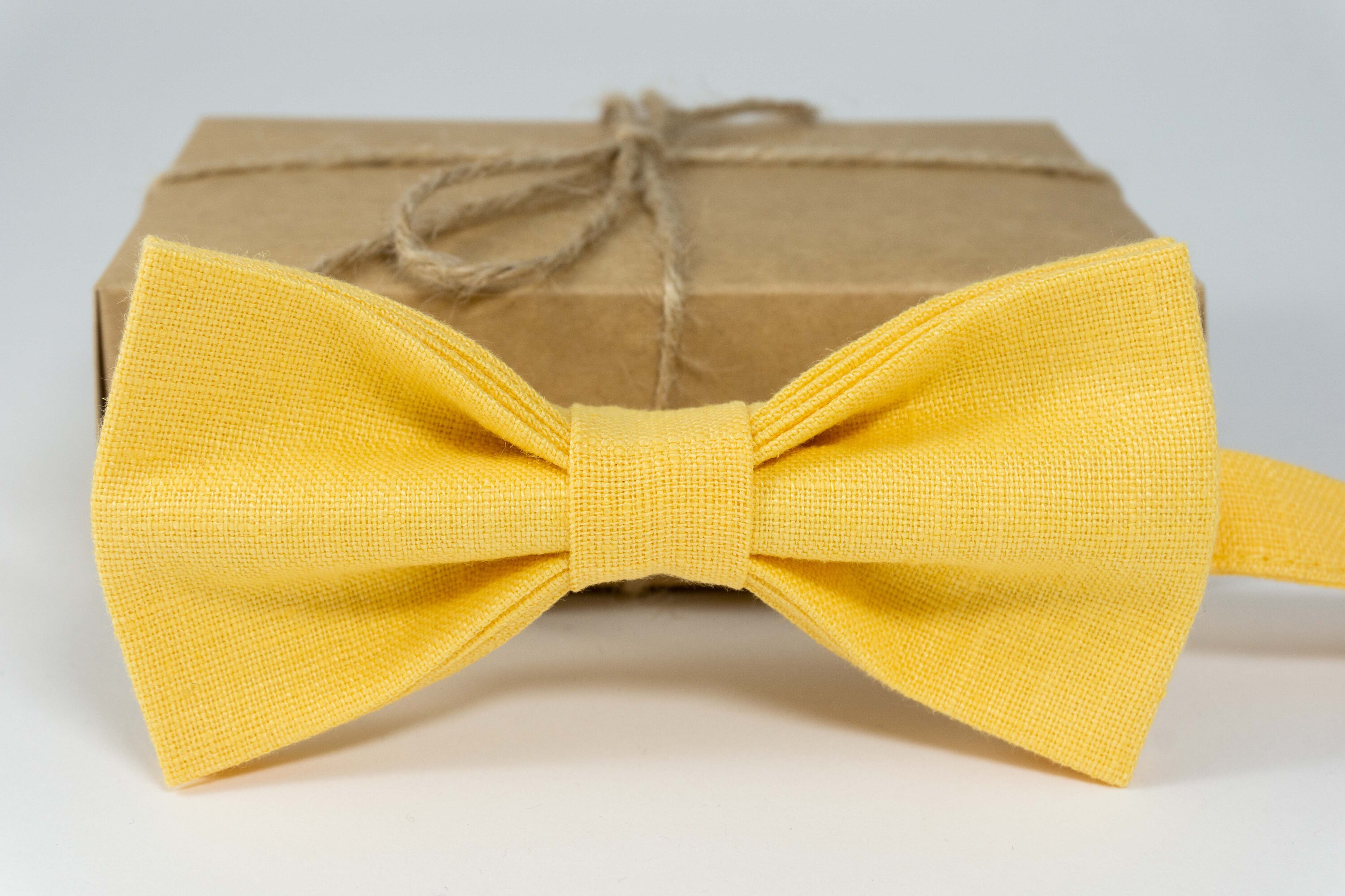 Yellow plain bow tie / Yellow color wedding bow tie / Yellow | Etsy