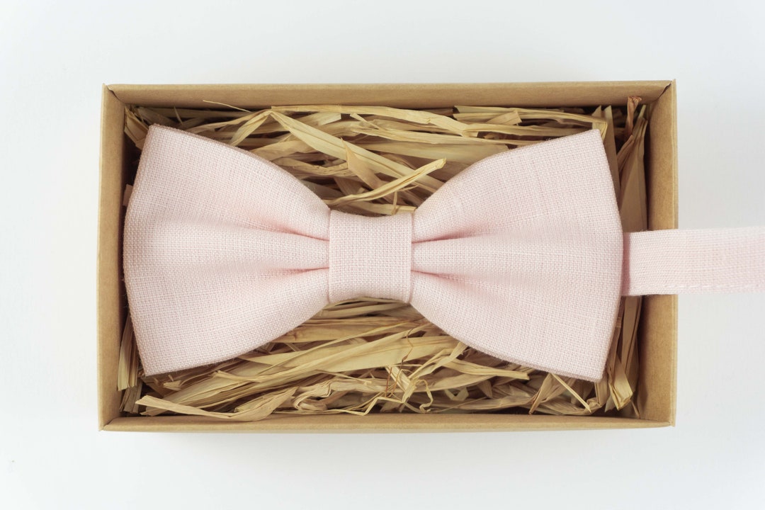 Pale Peach Linen Bow Tie / Pale Peach Mens Wedding Bow Ties / - Etsy