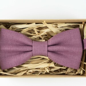 Handmade Purple Linen Bow Tie: Wedding, Boys